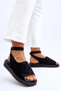 Sale Boto Wygodne Sandały Damskie Na Platformie Czarne Rubie