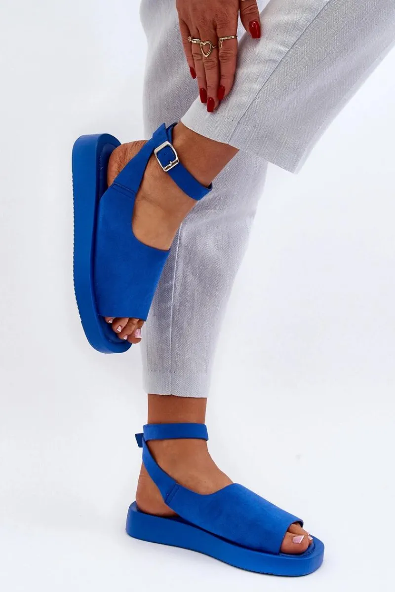 Best Wygodne Sandały Damskie Na Platformie Niebieskie Rubie Damskie Sandały Płaskie