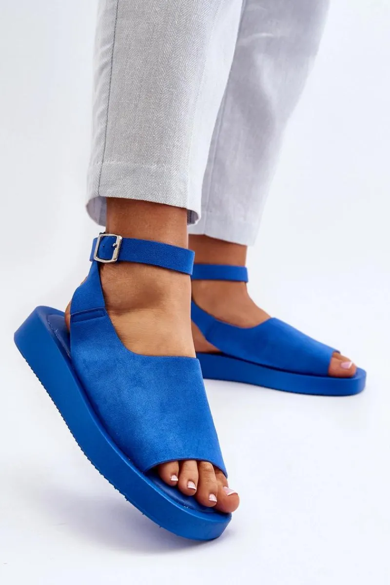 Best Wygodne Sandały Damskie Na Platformie Niebieskie Rubie Damskie Sandały Płaskie