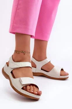 Evento Wygodne Sandały Damskie Na Rzep Srebrne Iphiope Szary