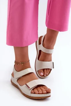 Evento Wygodne Sandały Damskie Na Rzep Srebrne Iphiope Szary