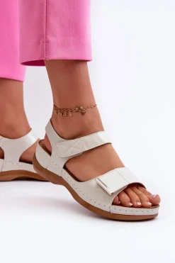 Evento Wygodne Sandały Damskie Na Rzep Srebrne Iphiope Szary