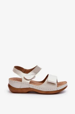 Evento Wygodne Sandały Damskie Na Rzep Srebrne Iphiope Szary