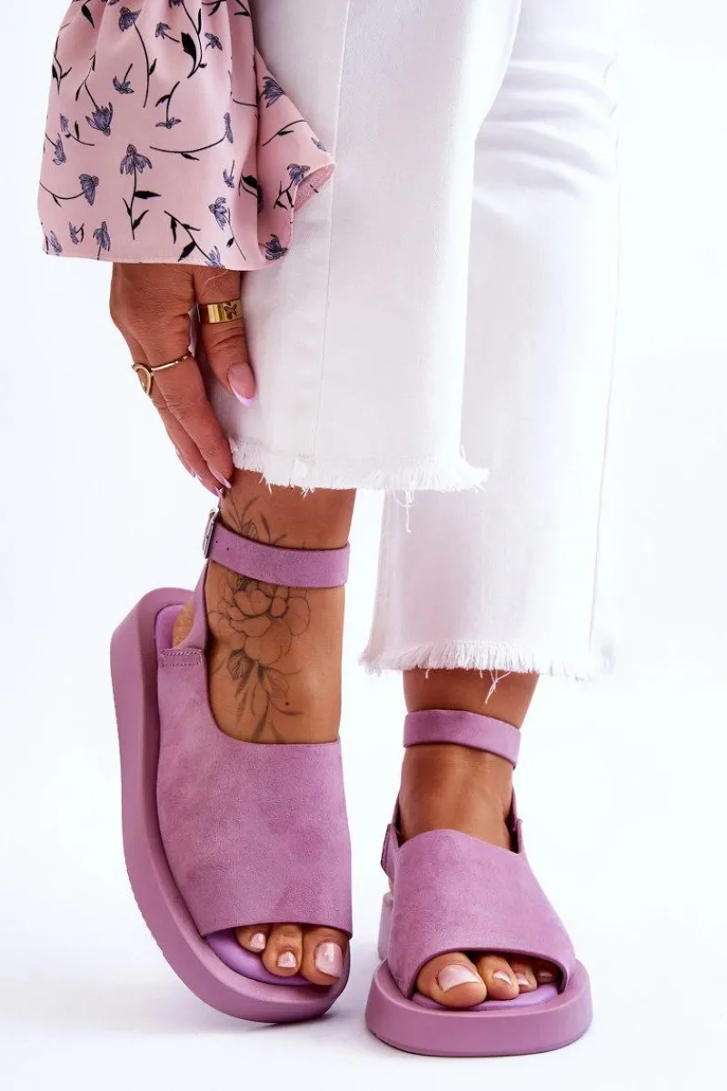 Sandały Płaskie>Boto Wygodne Sandały Damskie Na Platformie Fioletowe Rubie