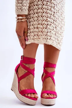 New Boto Wygodne Sandały Na Wysokim Koturnie Fuksja Lemira