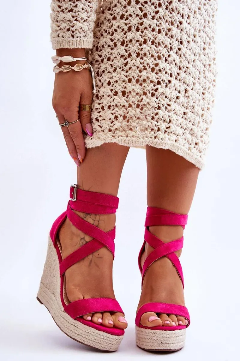 New Boto Wygodne Sandały Na Wysokim Koturnie Fuksja Lemira