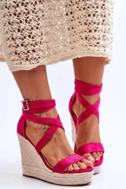 New Boto Wygodne Sandały Na Wysokim Koturnie Fuksja Lemira