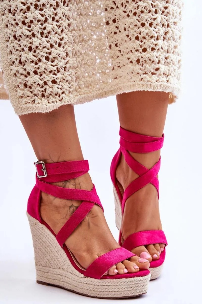 New Boto Wygodne Sandały Na Wysokim Koturnie Fuksja Lemira