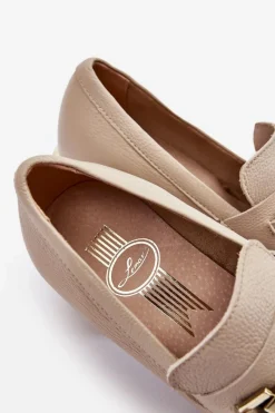 Best Wygodne Skórzane Czółenka Beżowe Lemar Damira Damskie Czółenka Na Słupku|Czółenka Klasyczne