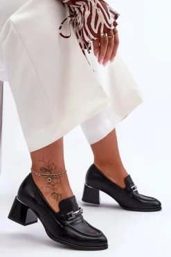 Outlet Boto Wygodne Skórzane Czółenka Czarne Lemar Damira Czarny