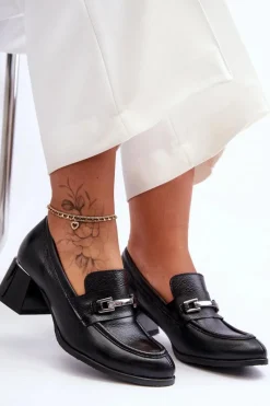 Outlet Boto Wygodne Skórzane Czółenka Czarne Lemar Damira Czarny