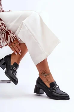 Outlet Boto Wygodne Skórzane Czółenka Czarne Lemar Damira Czarny