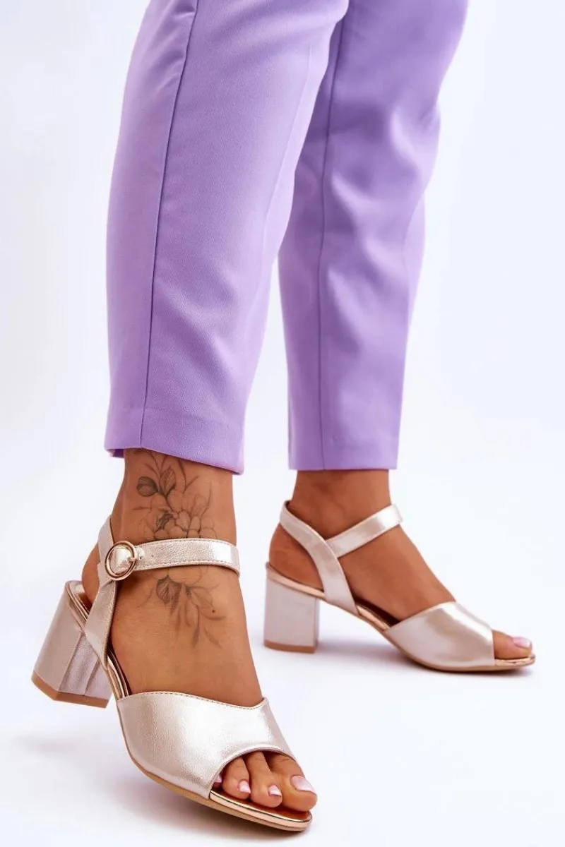 Hot Buty damskie Vinceza Wygodne Skórzane Sandały Na Słupku Złote Bellamy