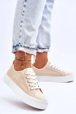 Clearance Wygodne Trampki Na Platformie LCW-23-31-1808L Beżowe Damskie Trampki Damskie Niskie