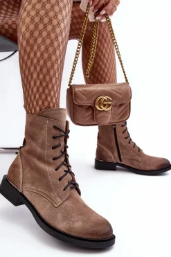 Sale Wygodne Zamszowe Ocieplane Botki Jasnobrązowe Lemar Revin Damskie Botki Ocieplane|Botki Skórzane