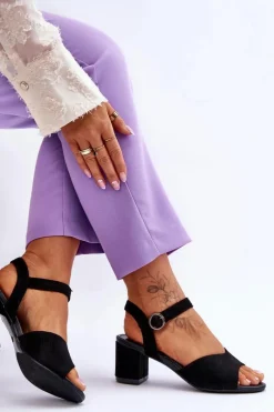 Sandały Na Słupku|Sandały Na Obcasie>Buty damskie Vinceza Wygodne Zamszowe Sandały Na Słupku Czarne Bellamy