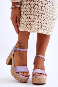 Best Wygodne Zamszowe Sandały Na Masywnym Słupku Fioletowe Elishia Damskie Sandały Na Słupku|Sandały Na Obcasie