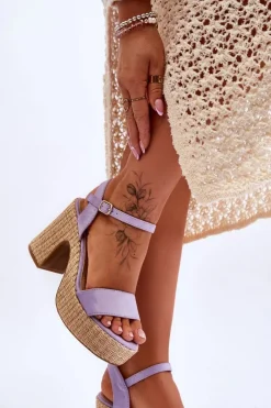 Best Wygodne Zamszowe Sandały Na Masywnym Słupku Fioletowe Elishia Damskie Sandały Na Słupku|Sandały Na Obcasie