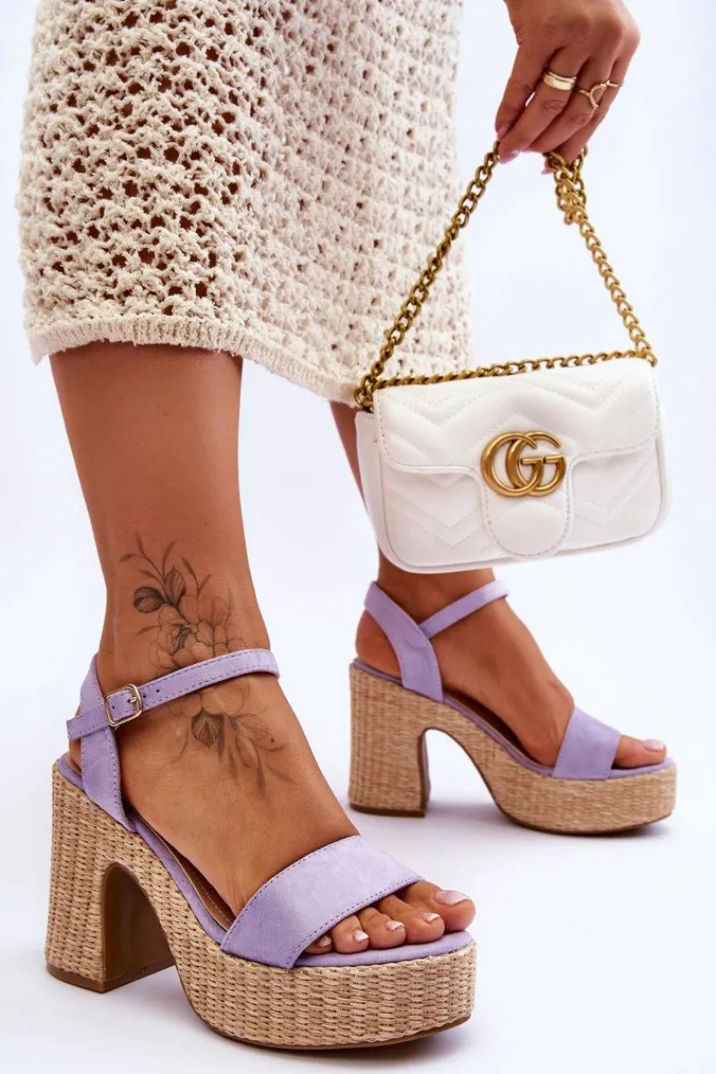 Best Wygodne Zamszowe Sandały Na Masywnym Słupku Fioletowe Elishia Damskie Sandały Na Słupku|Sandały Na Obcasie