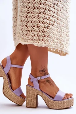 Best Wygodne Zamszowe Sandały Na Masywnym Słupku Fioletowe Elishia Damskie Sandały Na Słupku|Sandały Na Obcasie