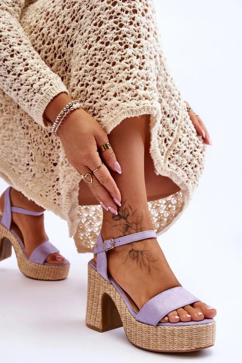 Best Wygodne Zamszowe Sandały Na Masywnym Słupku Fioletowe Elishia Damskie Sandały Na Słupku|Sandały Na Obcasie