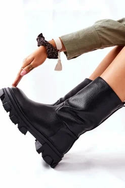 Online Damskie buty S.Barski Wysokie Botki Na Traperze Czarne Loren