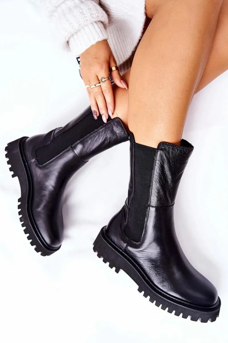 Hot Wysokie Botki Sztyblety Big Star II274416 Czarne Damskie Czarne Botki|Botki Zimowe Damskie