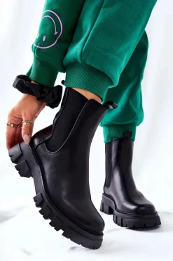 Wysokie Botki Sztyblety Czarne Hallam Damskie Czarne Botki|Botki Zimowe Damskie