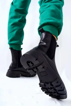 Wysokie Botki Sztyblety Czarne Hallam Damskie Czarne Botki|Botki Zimowe Damskie