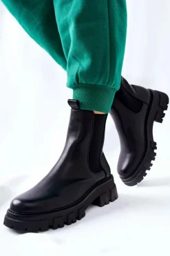 Wysokie Botki Sztyblety Czarne Hallam Damskie Czarne Botki|Botki Zimowe Damskie