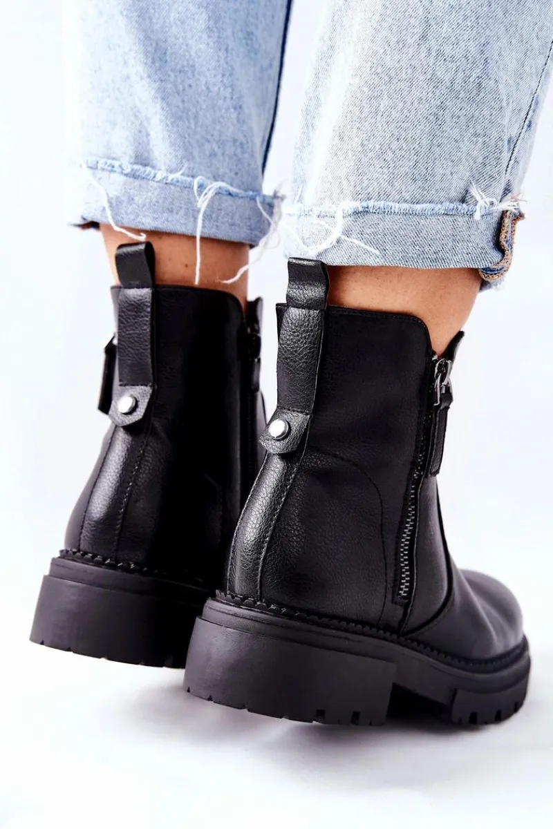 Online Wysokie Botki Z Suwakami Czarne Silvan Damskie Czarne Botki|Botki Zimowe Damskie