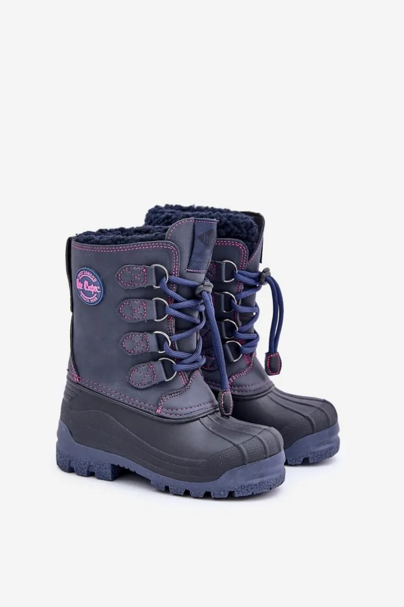 Dziewczęce>Lee Cooper Wysokie Ciepłe Śniegowce Dziecięce Ze Ściągaczem LCJ-24-44-2843K Granatowe Niebieski