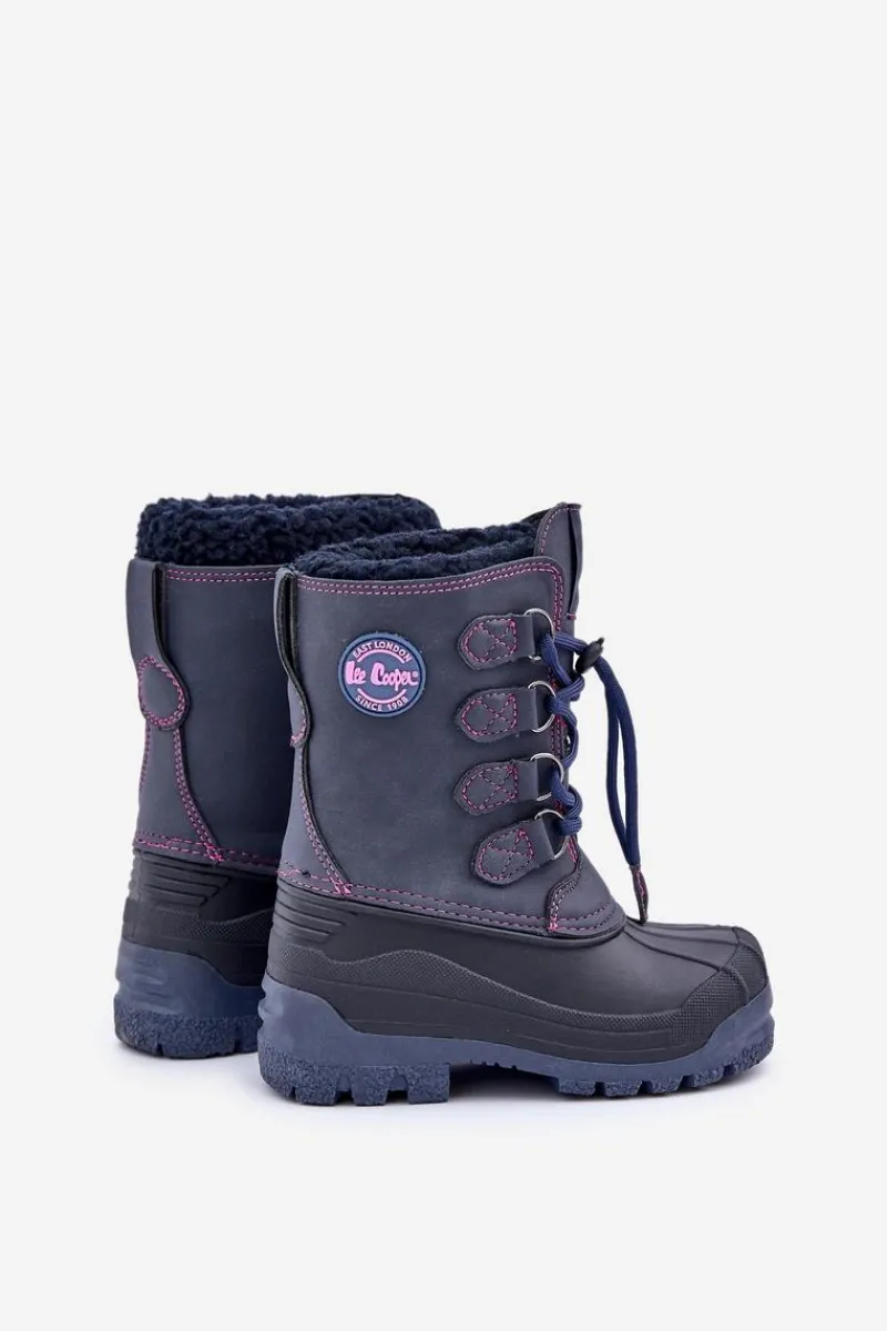 Dziewczęce>Lee Cooper Wysokie Ciepłe Śniegowce Dziecięce Ze Ściągaczem LCJ-24-44-2843K Granatowe Niebieski