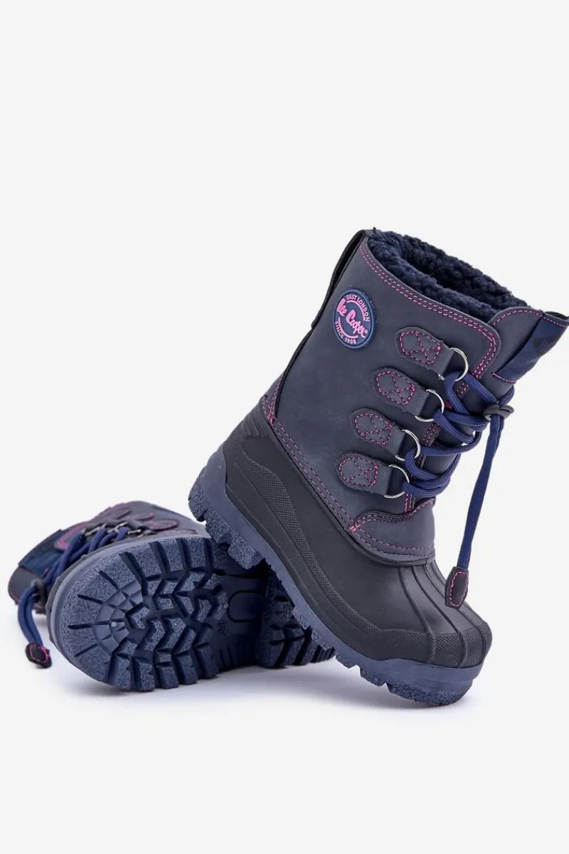 Dziewczęce>Lee Cooper Wysokie Ciepłe Śniegowce Dziecięce Ze Ściągaczem LCJ-24-44-2843K Granatowe Niebieski