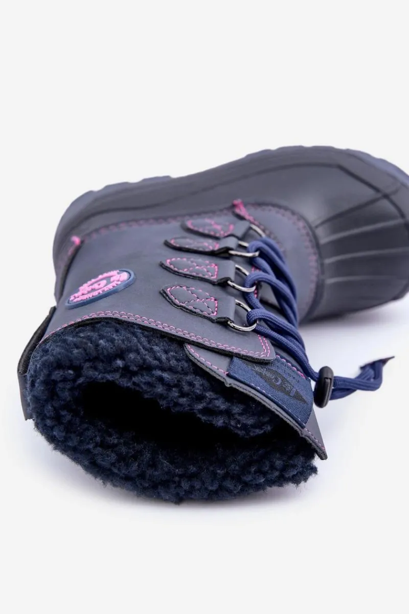 Dziewczęce>Lee Cooper Wysokie Ciepłe Śniegowce Dziecięce Ze Ściągaczem LCJ-24-44-2843K Granatowe Niebieski