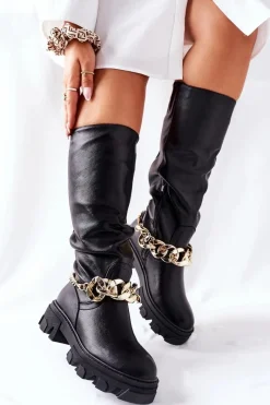 Boto Wysokie Czarne Kozaki Cecina