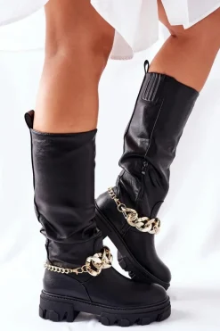 Boto Wysokie Czarne Kozaki Cecina