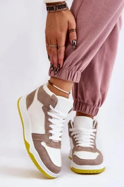 Discount Boto Wysokie Damskie Buty Sportowe Trampki Biało-Beżowe Rumour