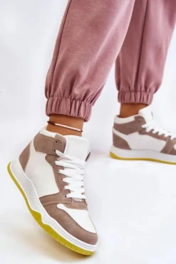 Discount Boto Wysokie Damskie Buty Sportowe Trampki Biało-Beżowe Rumour