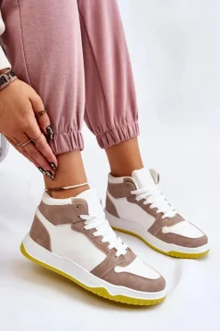 Discount Boto Wysokie Damskie Buty Sportowe Trampki Biało-Beżowe Rumour