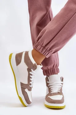 Discount Boto Wysokie Damskie Buty Sportowe Trampki Biało-Beżowe Rumour