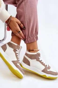 Discount Boto Wysokie Damskie Buty Sportowe Trampki Biało-Beżowe Rumour