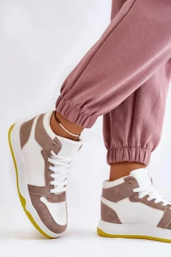 Discount Boto Wysokie Damskie Buty Sportowe Trampki Biało-Beżowe Rumour