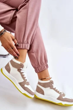 Discount Boto Wysokie Damskie Buty Sportowe Trampki Biało-Beżowe Rumour