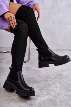 Wysokie Damskie Kozaki Za Kolano Czarne Austin Damskie Muszkieterki|Kozaki Wiosenne