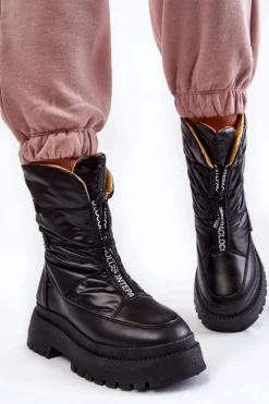 Online Buty damskie Vinceza Wysokie Damskie Śniegowce Na Suwak Czarne Moira