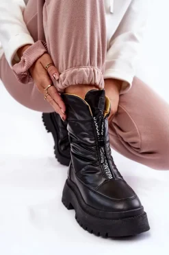 Online Buty damskie Vinceza Wysokie Damskie Śniegowce Na Suwak Czarne Moira