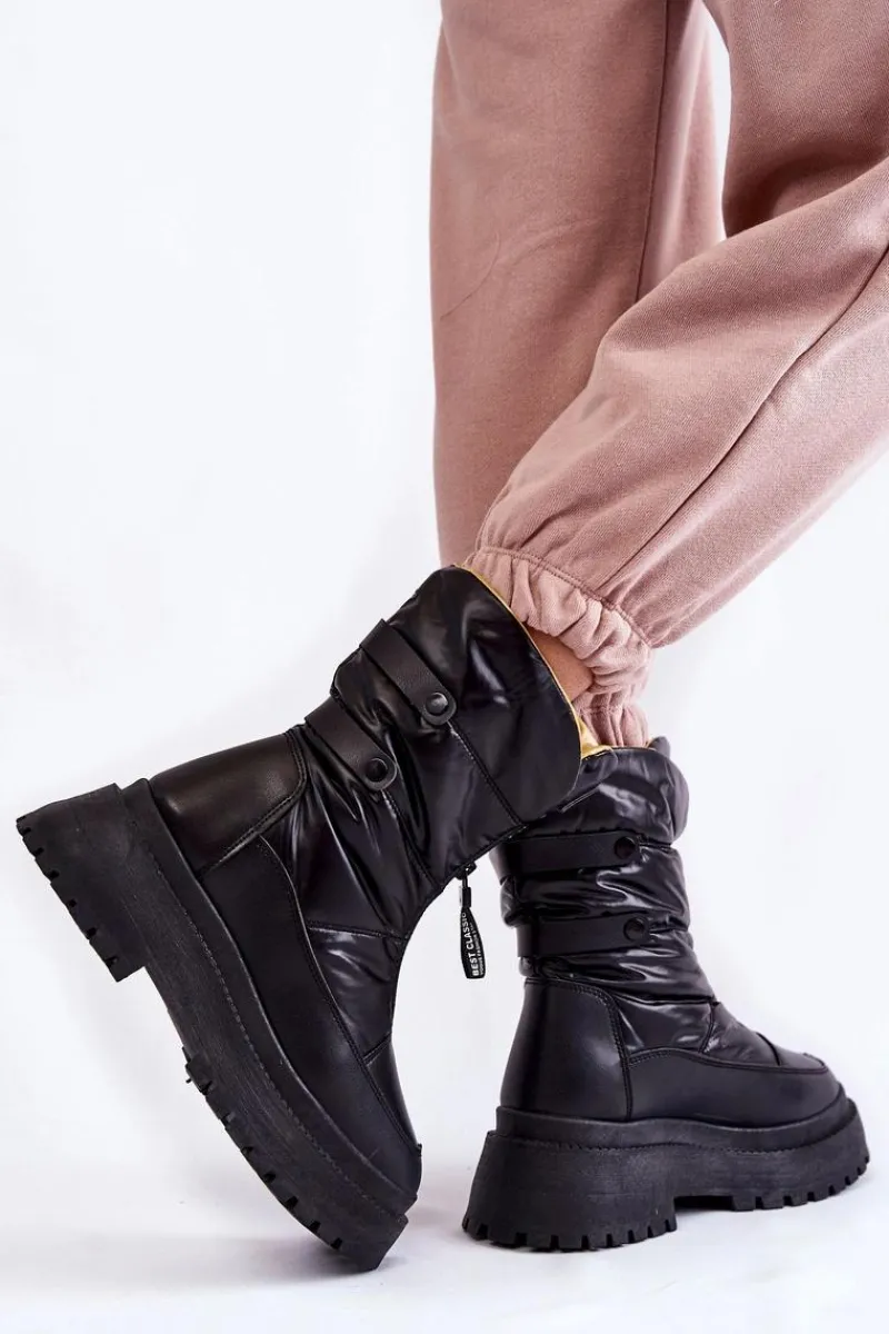 Online Buty damskie Vinceza Wysokie Damskie Śniegowce Na Suwak Czarne Moira