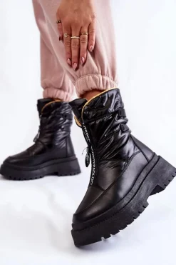 Online Buty damskie Vinceza Wysokie Damskie Śniegowce Na Suwak Czarne Moira