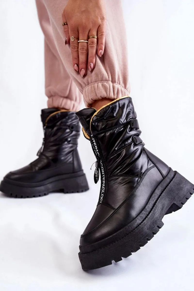 Online Buty damskie Vinceza Wysokie Damskie Śniegowce Na Suwak Czarne Moira